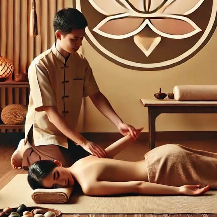 Image Zen de Massage Traditionnel Thai Technique au sol